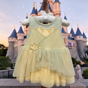 Disney Tiana Baby Pale Green & Gold Sparkle Bodysuit Dress 6-9 Months